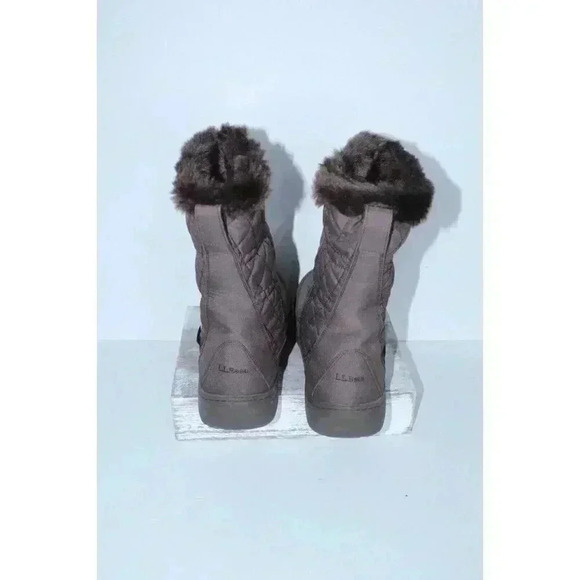 L.L. Bean Womens Winter PRIMALOTT TEC 2 Boots, Brown Faux Fur Mid Calf Sz. 9.5W - Picture 7 of 11